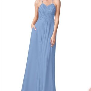 Azazie “Cecilia” bridesmaid dress in “Steel blue”